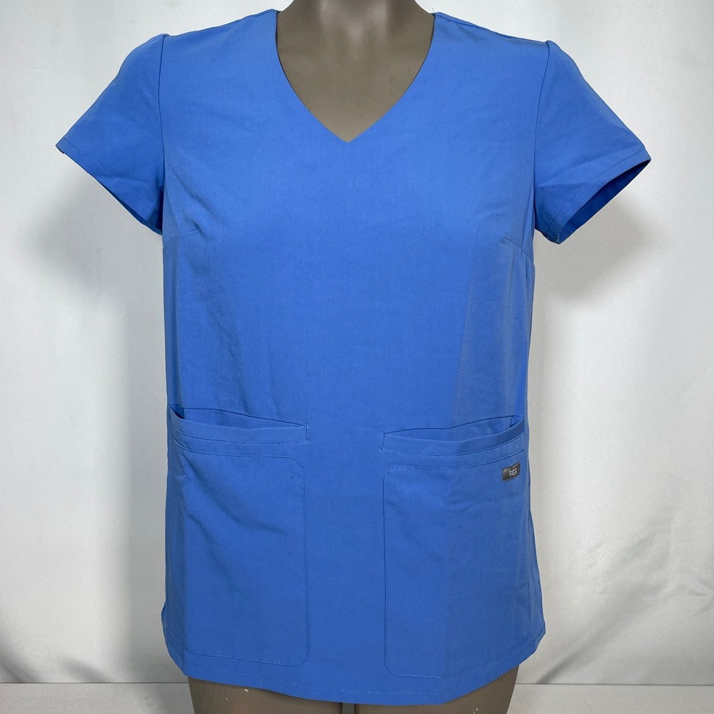 FIGS Technical Collection Casma Three-Pocket Blue Scrub Top Women's XXS